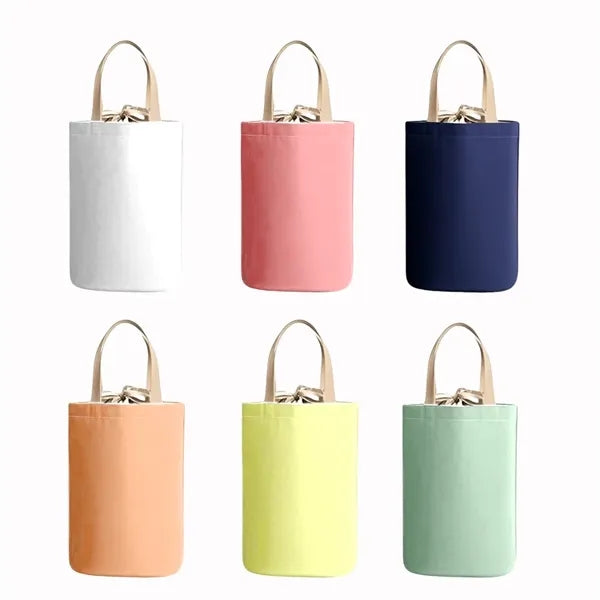 10L Canvas Collapsible Bucket Lunch Bag w/ Drawstring