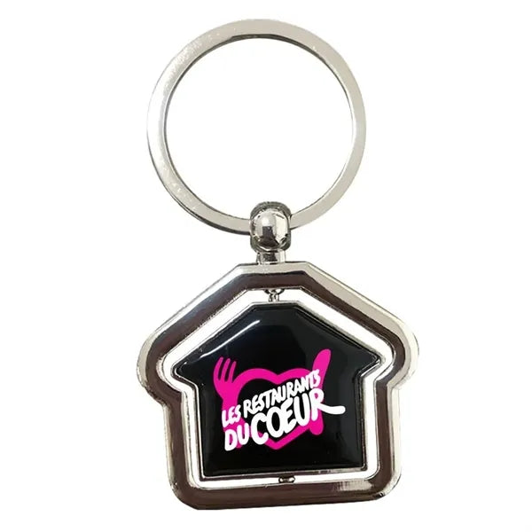 Spinning House Metal Keychain