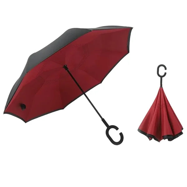 Inverted Reverse Upside Down Umbrellas with C-Shaped Handle