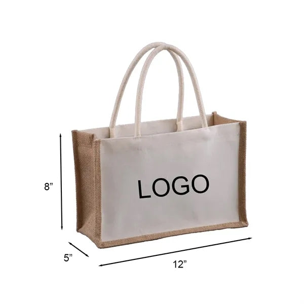 Jute Canvas Tote Bag with Cotton Rope