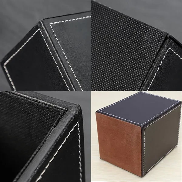 PU Leather Square Pen Holder With Flannel