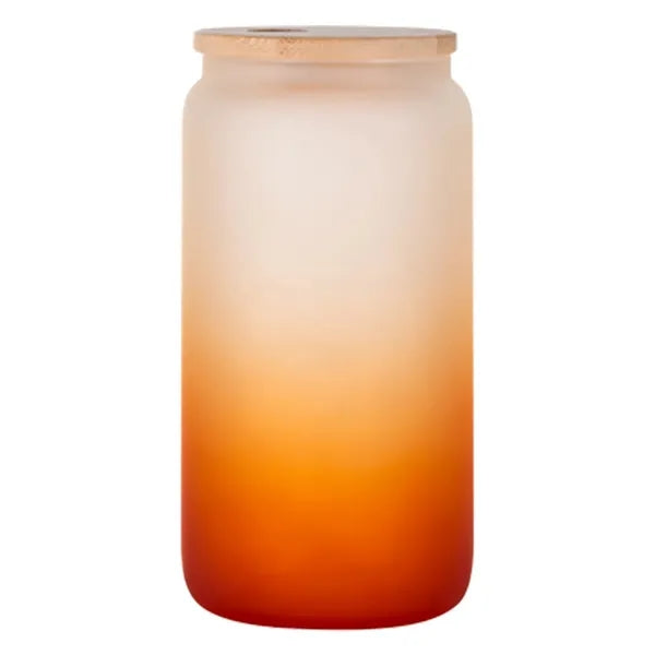 16Oz Gradient Glass Tumbler With Straw