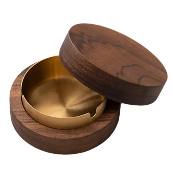 Solid Wood Ashtray W/ Lid