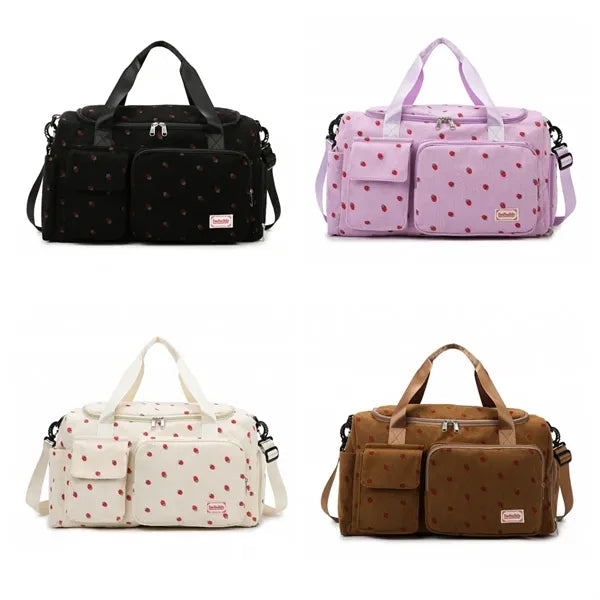 Strawberry Duffle Bag Women Pink with Shoes Compartment