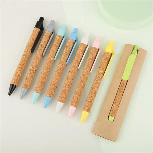 Eco-Friendly Cork & Wheat Straw Ballpoint Pen for Promotions