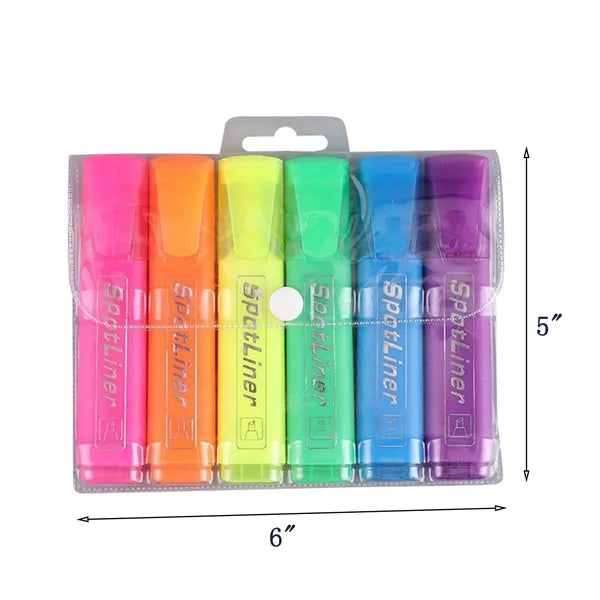 6-Color Chisel Tip Highlighter Set