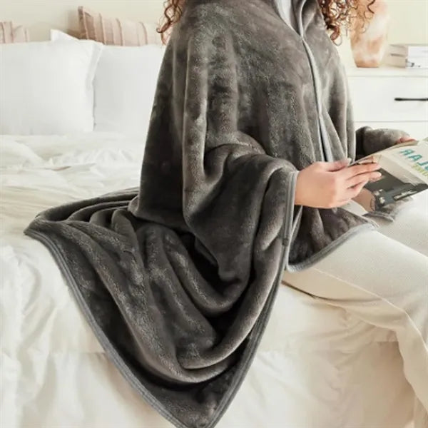 Eco-Friendly Wearable Fleece Blanket with Snap Closure