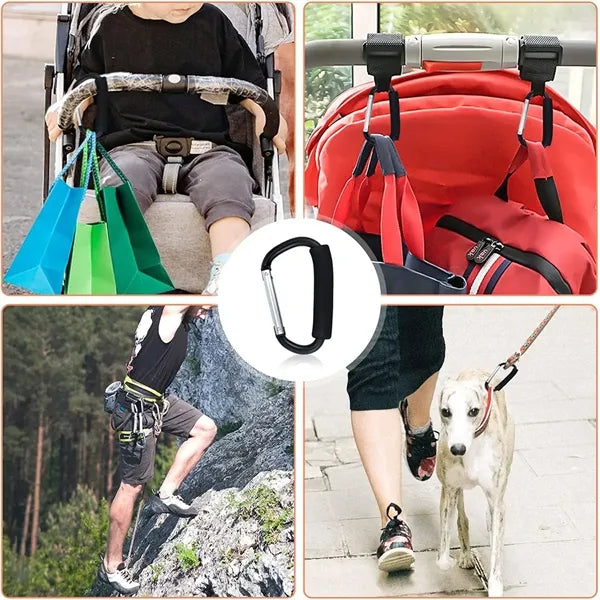 6.3'' D-Shape Aluminum Alloy Carabiner Stroller Hooks