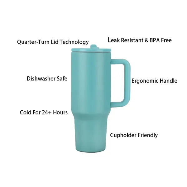 40 oz Tumbler With Handle Insulated Water Bottles Travel Cup