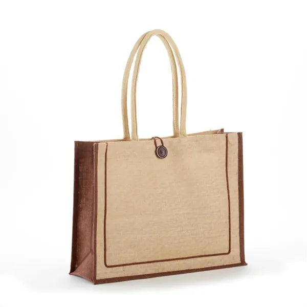 Jute Tote with Cotton Handles & Secure Closure
