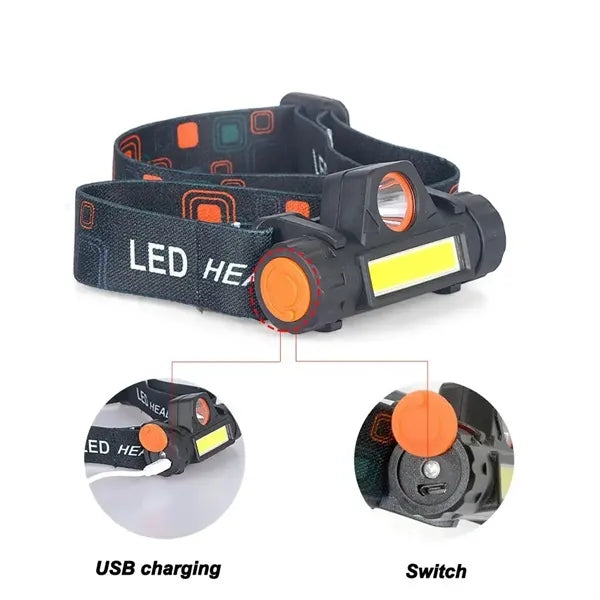 Strong Light Outdoor Usb Charging Work Headlight