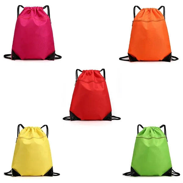 Drawstring Backpack with Front Zipper Pocket
