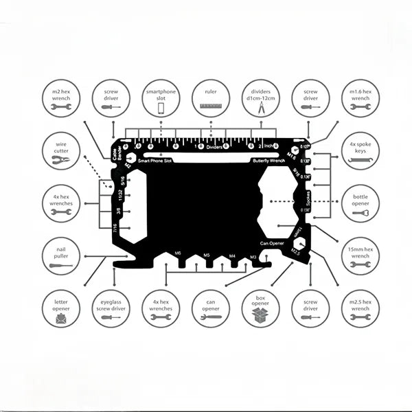 20-in-1 Multi-function Survival Card Tool