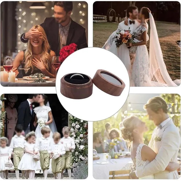 Wedding birthday portable wooden ring box with clear window