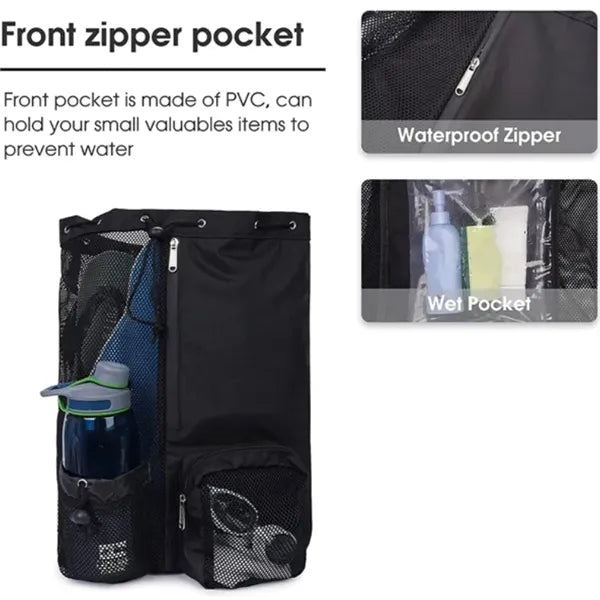 Mesh Beach Backpack With Wet Pocket
