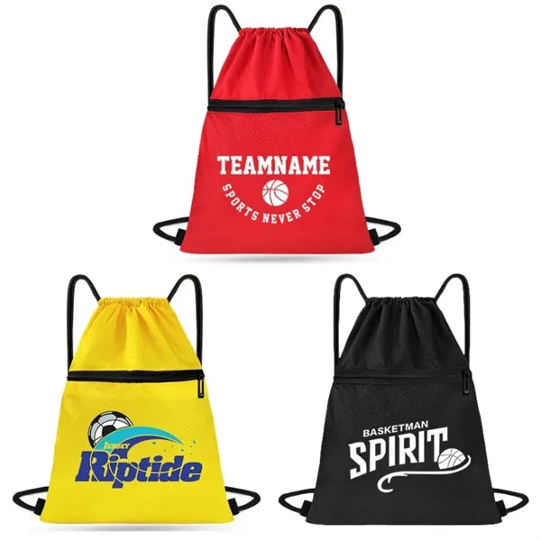 420D Heavy Duty Strawstring Backpack w/ zipper