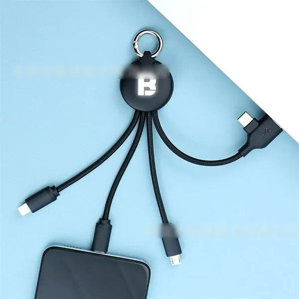 6 in 1 universal glow logo keychain multi USB charging cable