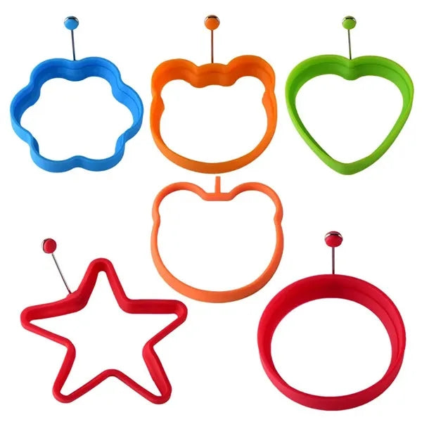 4pcs Silicone Egg Ring Pancake Mold and Squeeze Bottle Kit
