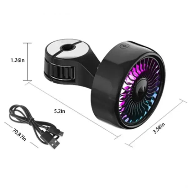 Portable Car Seat Fans 3 Speeds Strong Wind with LED Lights