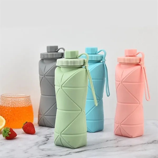 20Oz Silicone Foldable Water Bottle With Stretchable Design
