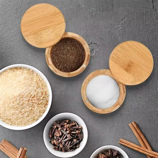 Bamboo Salt Cellar with Magnetic Swivel Lid