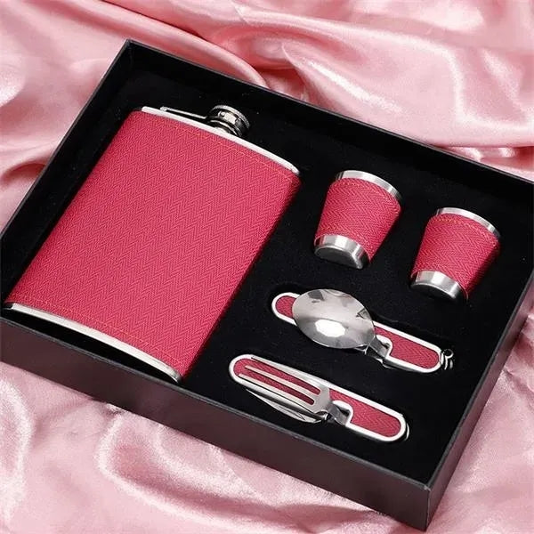 9oz Hip Flask with Tableware Box Drinkware Set