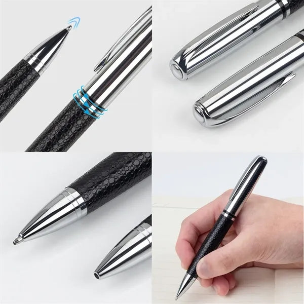 PU Leather Metal Retractable Ballpoint Pen For Business