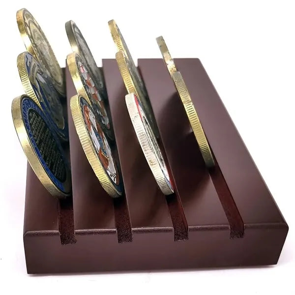 4 Row Solid Wood Coin Holder