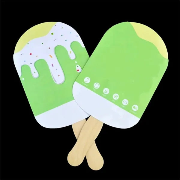 Customiable Shaped Paper Hand Fan with Wood Handle
