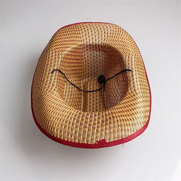 Woven Straw Cowboy Hat with Logo Band