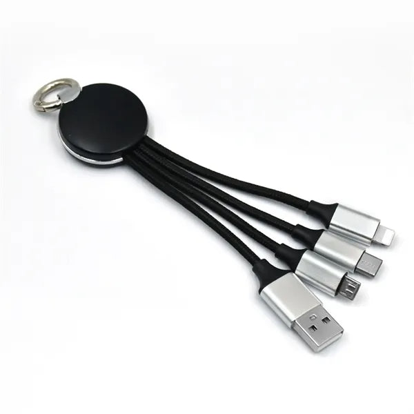 Portable 3-in-1 luminous keychain data cable