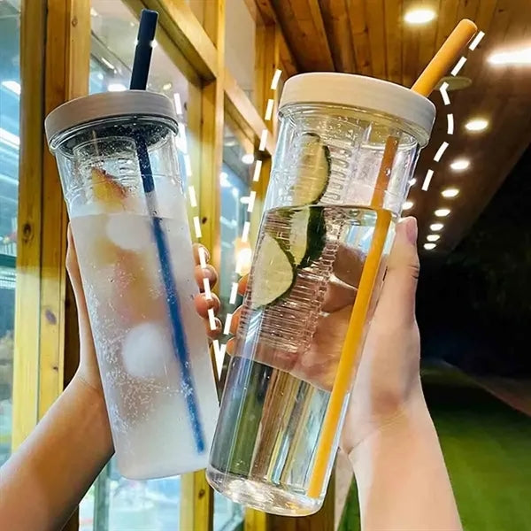 24OZ Plastic Water Bottle With Straws