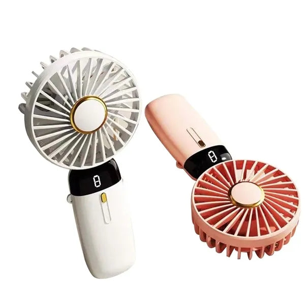 Mini Rechargeable Portable LED Digital Display Handheld Fan