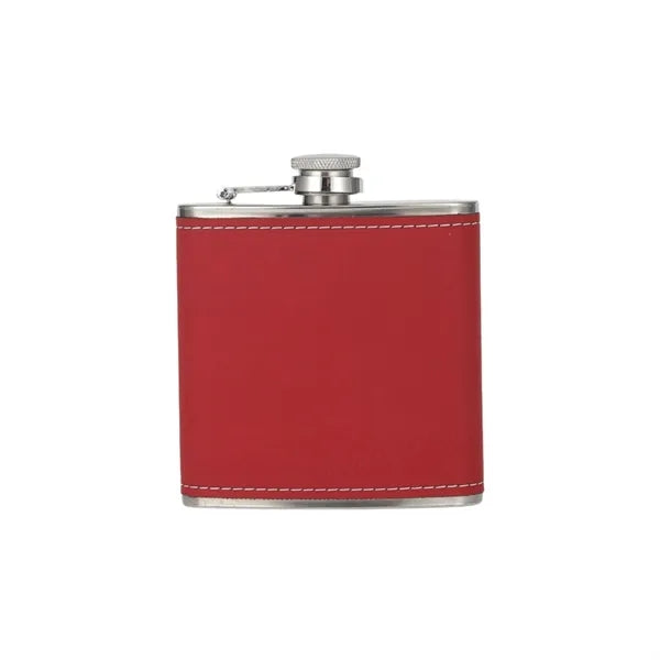 Engraved Leather Hip Flask 6oz