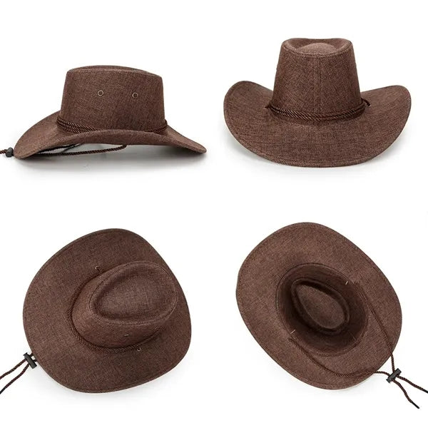 Lightweight Faux Linen Western Cowboy Hat