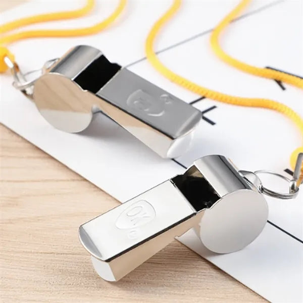 Stainless Steel Whistle with Lanyard for Sports & Emergency
