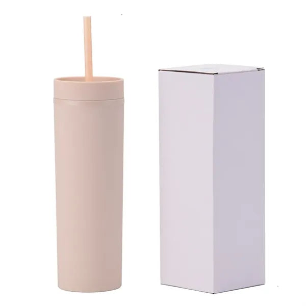 Straight water cup with straw