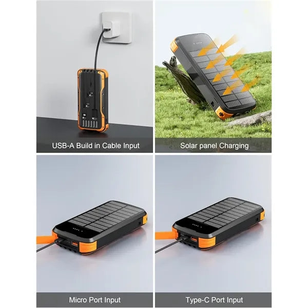 40000mAh Portable Solar Phone Charger with Built-in 4 Cables