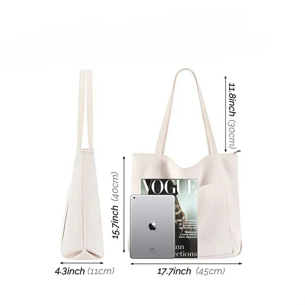 Corduroy Tote Bag For Women Large Shoulder