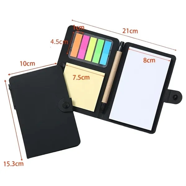 Notebook with Sticky Notes and Pen