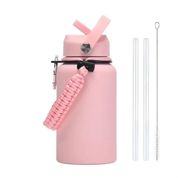 22 Oz. Stainless Steel Insulated Tumbler with Straw and Rope