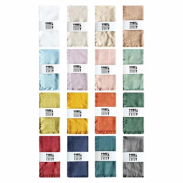 Plain Cotton Linen Fringed Napkin Cloth