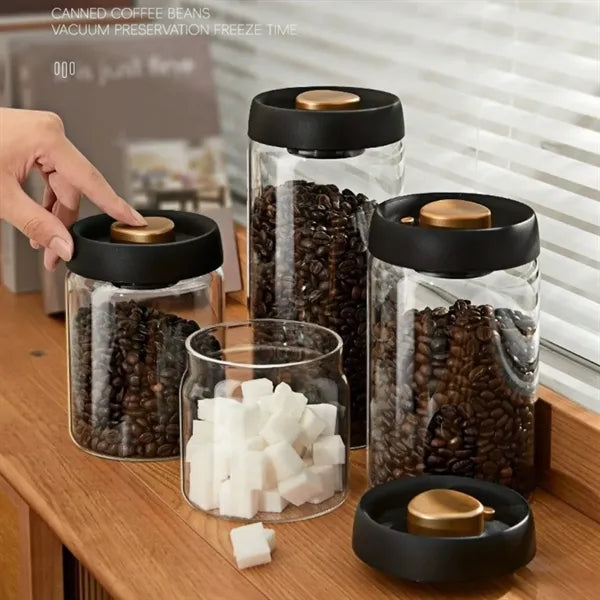 40Oz/61Oz Vacuum Coffee Bean Canister Borosilicate Glass Air