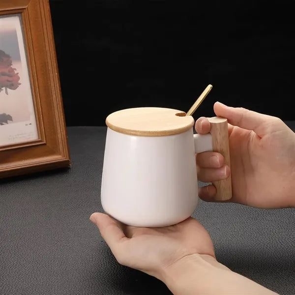 12oz Ceramic Mug With Wooden Handle