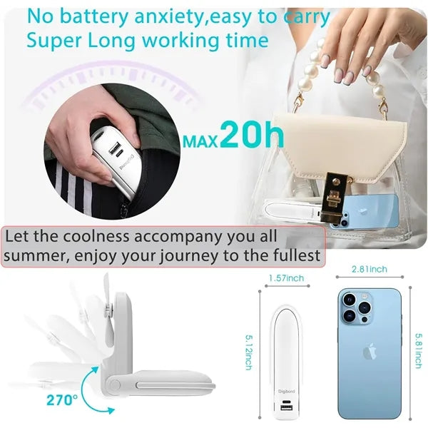 3 IN1 Rechargeable Portable Fan with Power Bank, Flash Light