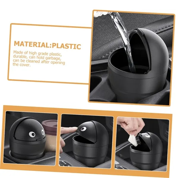 Portable Car Cup Holder Trash Can Bin With Flip Lid