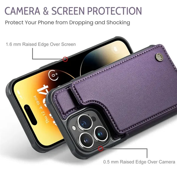 RFID Blocking iPhone Samsung Wallet With Stand