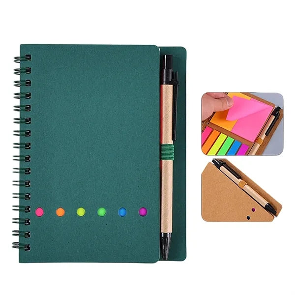 Kraft Paper Notebook With Sticky Notes And Pen
