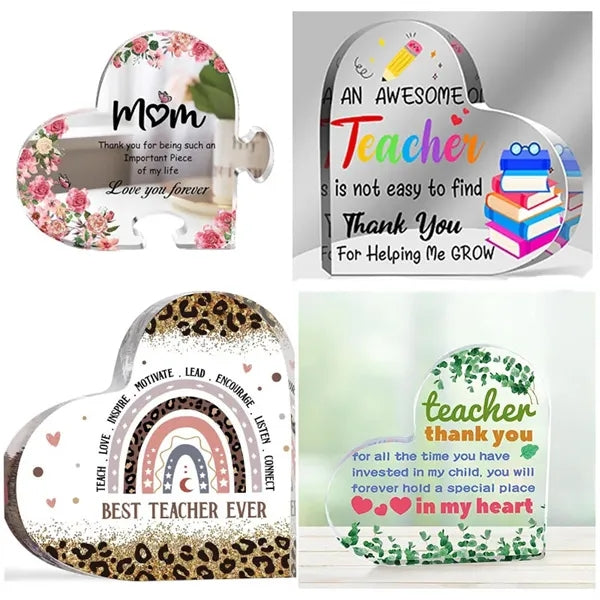 Acylic Heart Shape Block Plaque Gift Keepsake Award