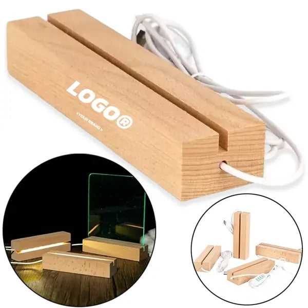 Wooden LED Light Base Night Lamp Acrylic Display Stand